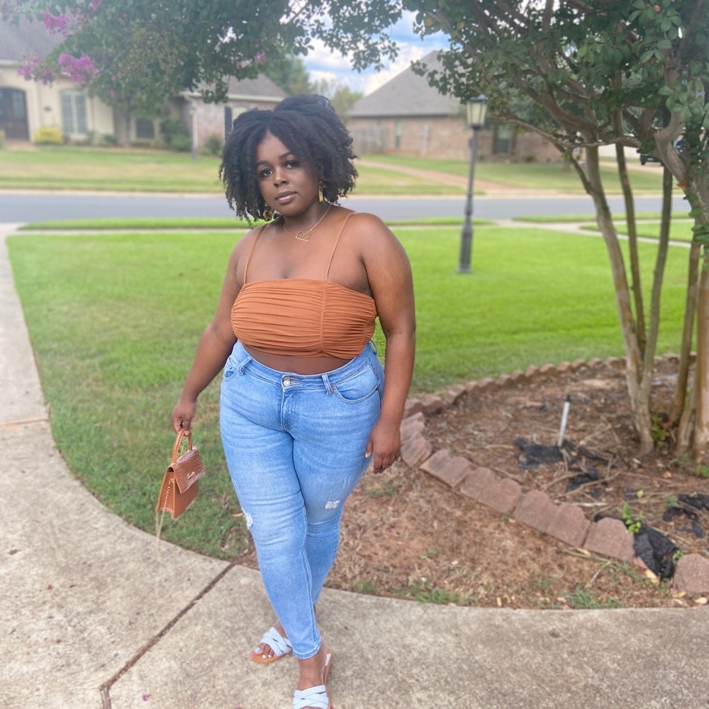 Brown Mesh Cropped Top